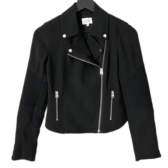 Aritzia Wilfred Montesson Motorcycle Zip Up Jacket Size 10 Black - Picture 1 of 11